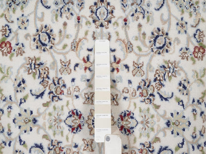 Nain Fine Oriental hand-knotted wool/silk rug in Ivory & Midnight Blue, 3' x 5'2" — SKU O092470 (view 4)