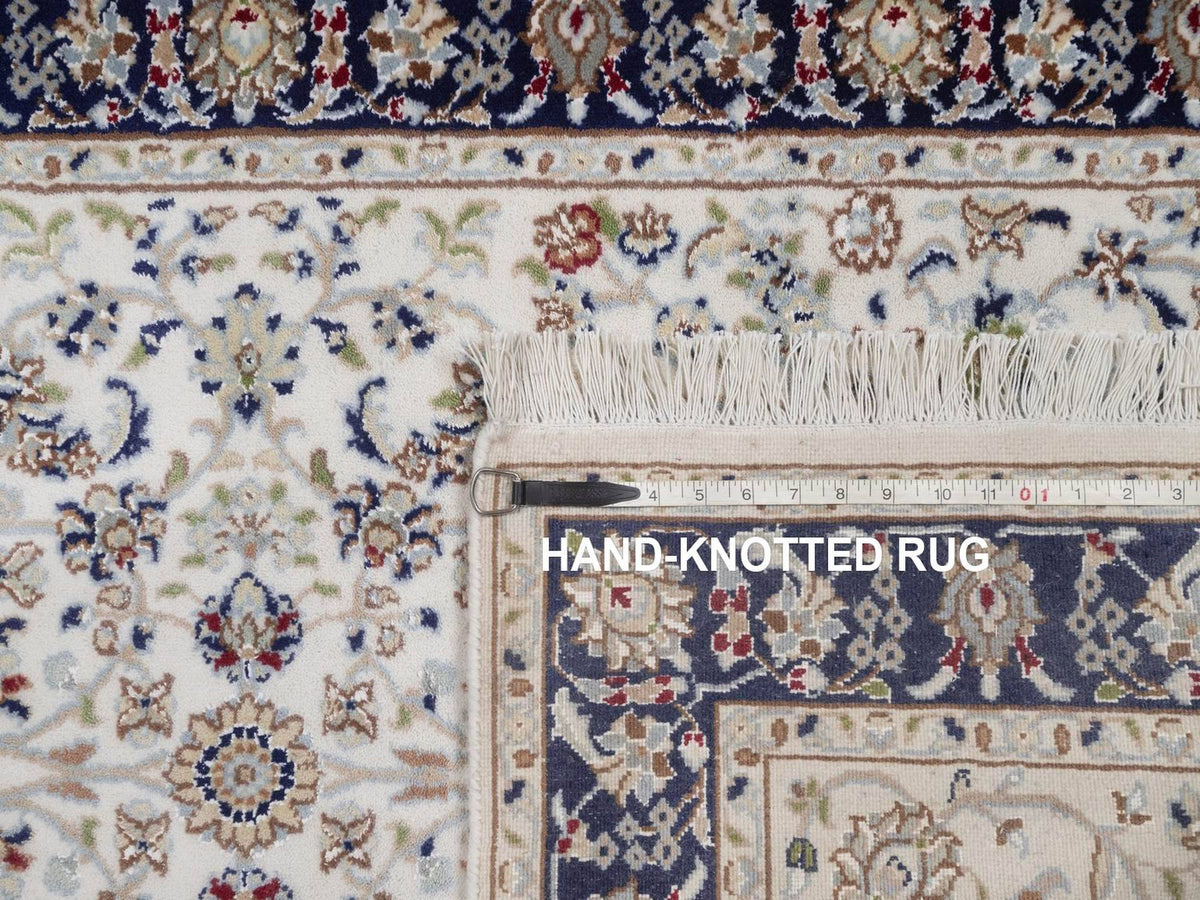Nain Fine Oriental hand-knotted wool/silk rug in Ivory & Midnight Blue, 3' x 5'2" — SKU O092470 (view 8)