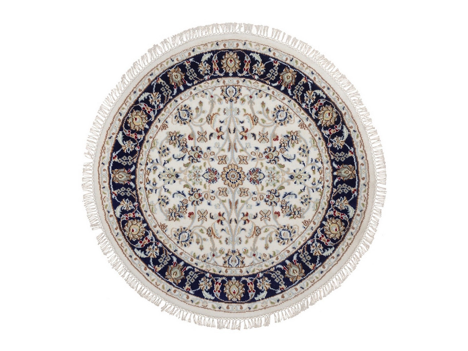 Ivory 3'2" x 3'2" Fine Oriental Hand knotted Wool/Silk Rug - Sku: O092471