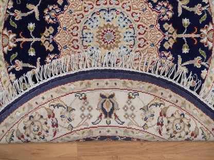 Blue 3'3" x 3'3" Fine Oriental Hand knotted Wool/Silk Rug - Sku: O092479