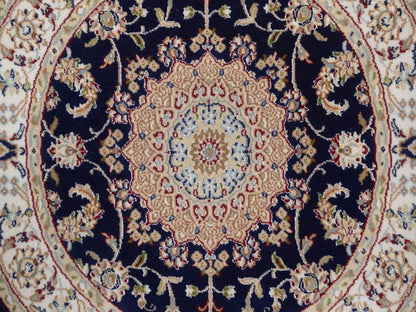 Nain Fine Oriental hand-knotted wool/silk rug in Blue & Ivory, 3'3" x 3'3" — SKU O092479 (view 5)