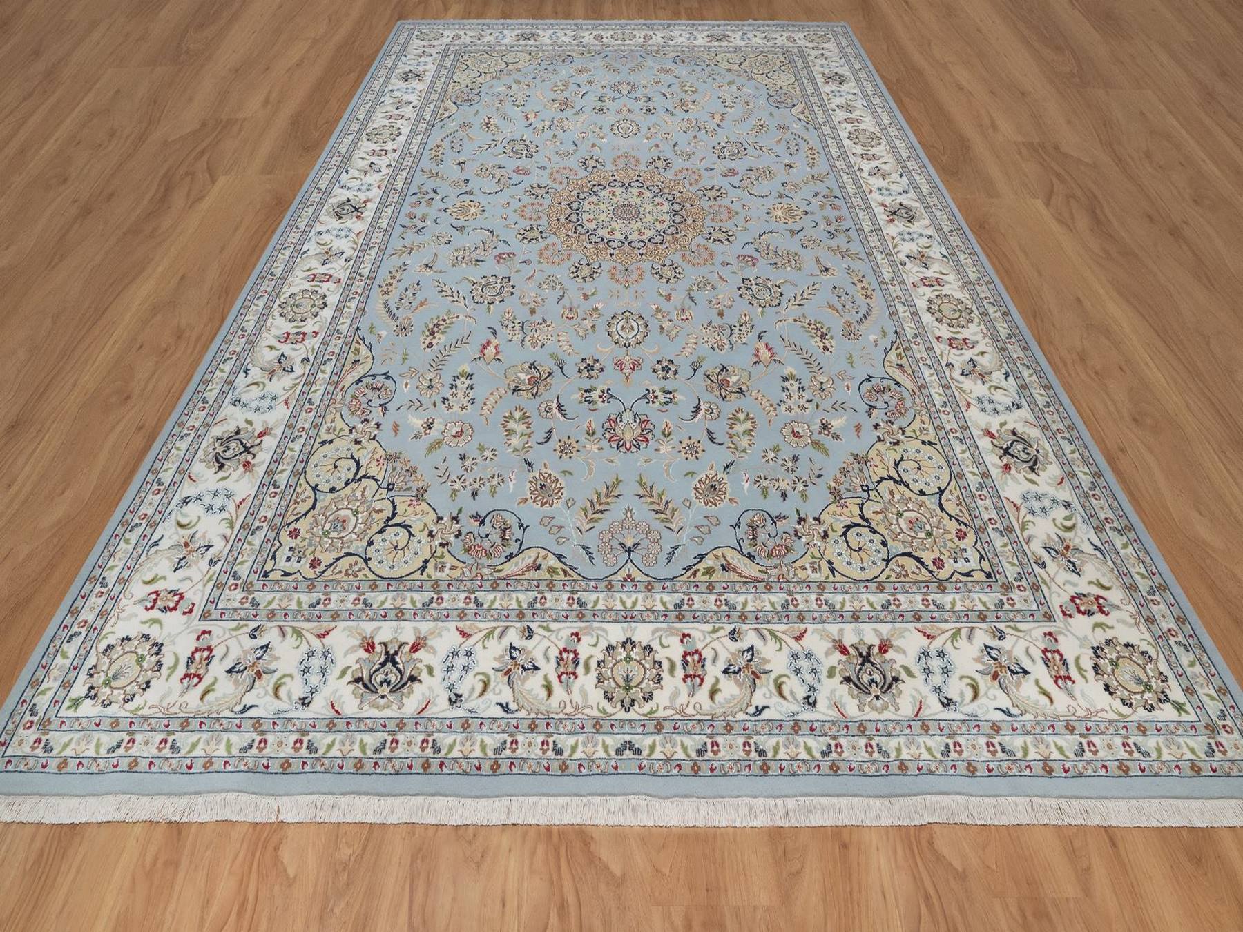 Blue 9'9" x 14'2" Fine Oriental Hand knotted Wool/Silk Rug - Sku: O092482