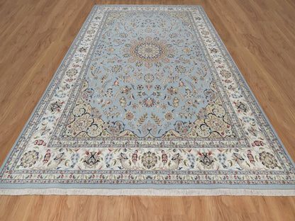 Blue 9'9" x 14'2" Fine Oriental Hand knotted Wool/Silk Rug - Sku: O092482