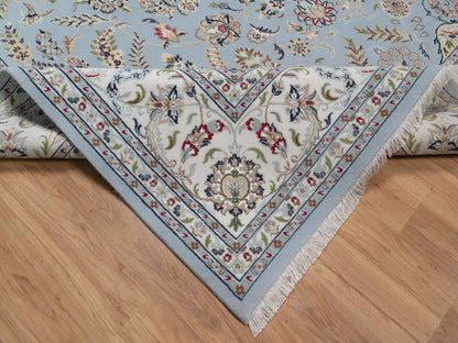Blue 9'9" x 14'2" Fine Oriental Hand knotted Wool/Silk Rug - Sku: O092482
