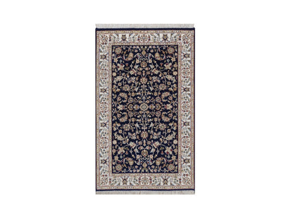 Blue 3'2" x 5'1" Fine Oriental Hand knotted Wool/Silk Rug - Sku: O092484