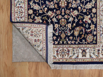 Blue 3'2" x 5'1" Fine Oriental Hand knotted Wool/Silk Rug - Sku: O092484