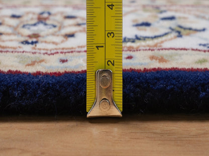 Blue 3'2" x 5'1" Fine Oriental Hand knotted Wool/Silk Rug - Sku: O092484