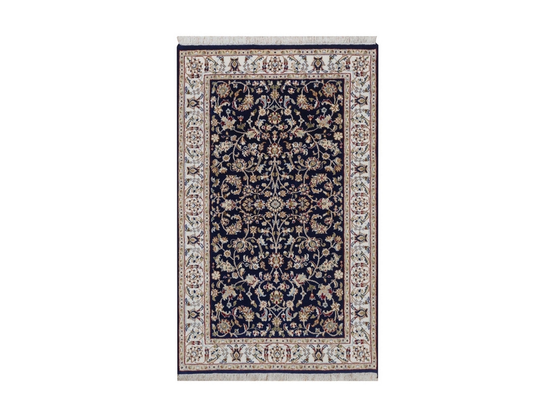 Blue 3'2" x 5'1" Fine Oriental Hand knotted Wool/Silk Rug - Sku: O092485