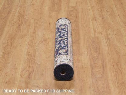 Blue 3'2" x 5'1" Fine Oriental Hand knotted Wool/Silk Rug - Sku: O092485