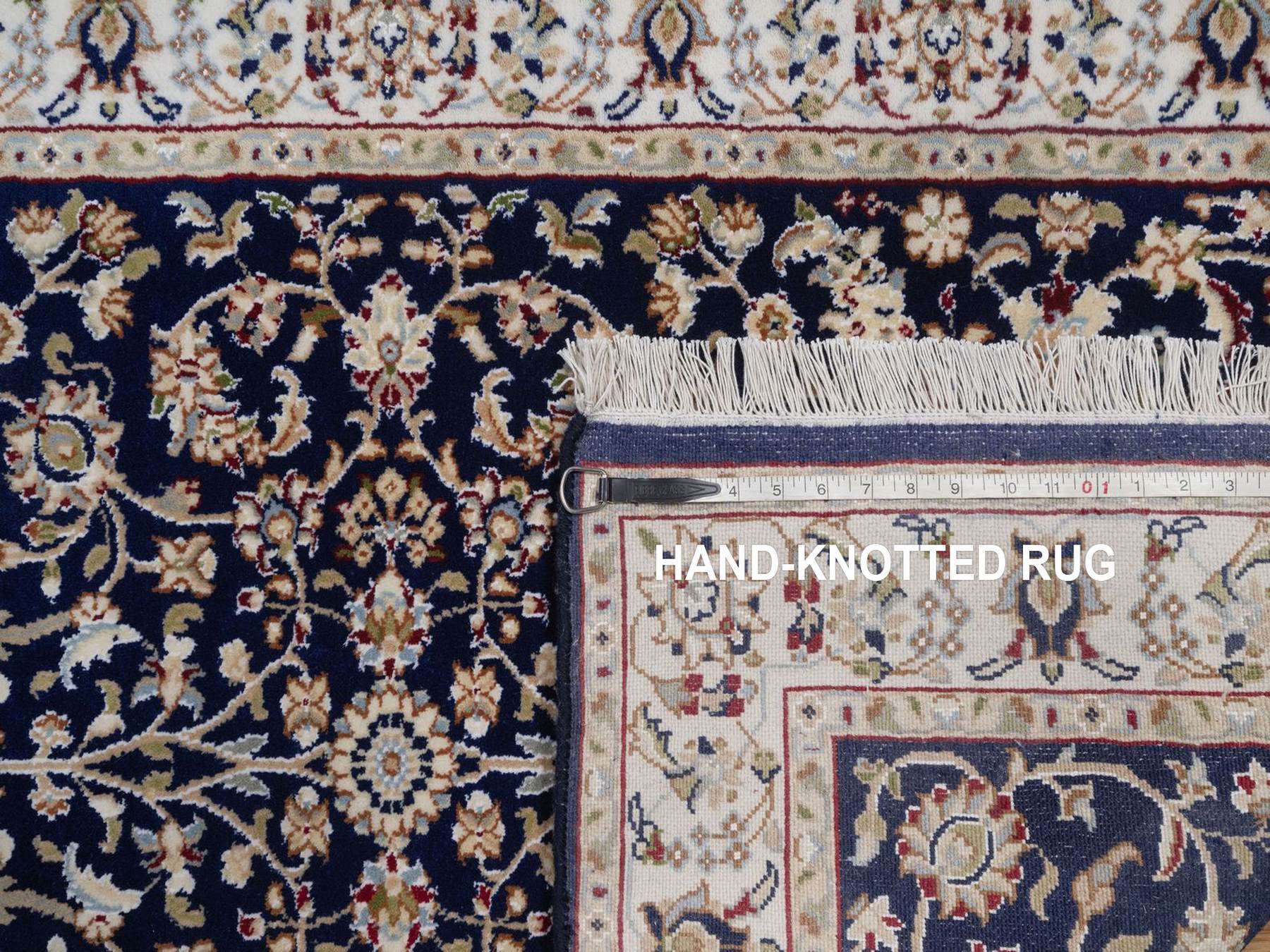 Nain Fine Oriental hand-knotted wool/silk rug in Blue & Ivory, 3'2" x 5'1" — SKU O092485 (view 8)