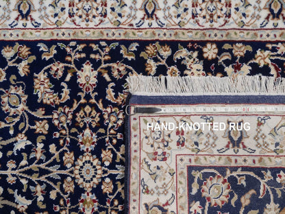 Nain Fine Oriental hand-knotted wool/silk rug in Blue & Ivory, 3'2" x 5'1" — SKU O092485 (view 8)