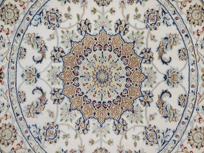 Nain Fine Oriental hand-knotted wool/silk rug in Ivory, 4'1" x 4'1" — SKU O092486 (view 5)