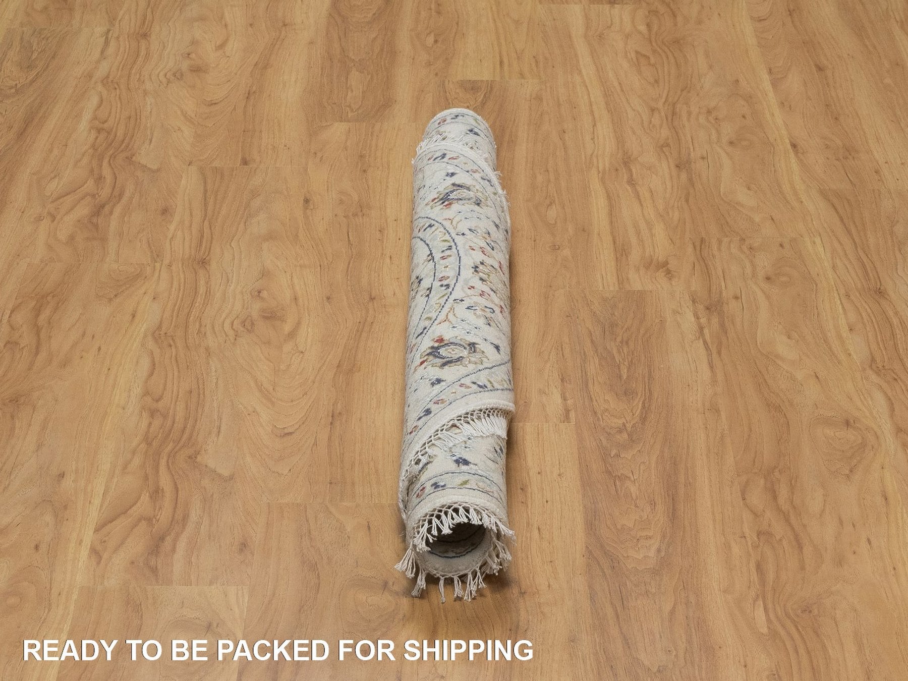 Nain Fine Oriental hand-knotted wool/silk rug in Ivory, 4'1" x 4'1" — SKU O092486 (view 6)