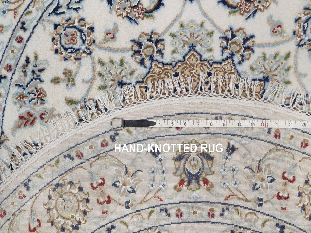 Nain Fine Oriental hand-knotted wool/silk rug in Ivory, 4'1" x 4'1" — SKU O092486 (view 8)