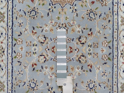 Blue 2'7" x 16'2" Fine Oriental Hand knotted Wool/Silk Rug - Sku: O092489