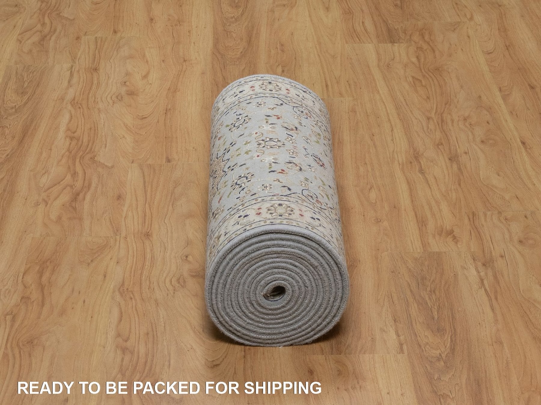 Nain Fine Oriental hand-knotted wool/silk runner in Blue & Ivory, 2'7" x 16'2" — SKU O092489 (view 6)
