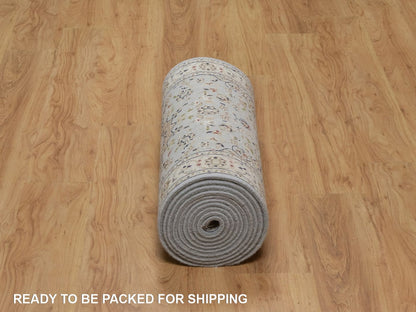 Nain Fine Oriental hand-knotted wool/silk runner in Blue & Ivory, 2'7" x 16'2" — SKU O092489 (view 6)