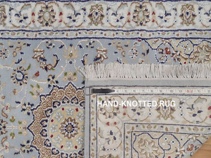 Blue 2'7" x 16'2" Fine Oriental Hand knotted Wool/Silk Rug - Sku: O092489
