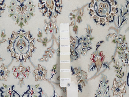 Nain Fine Oriental hand-knotted wool/silk rug in Ivory & Midnight Blue, 6'3" x 9'4" — SKU O092491 (view 7)
