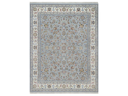 Blue 7'10" x 10'2" Fine Oriental Hand knotted Wool/Silk Rug - Sku: O092495