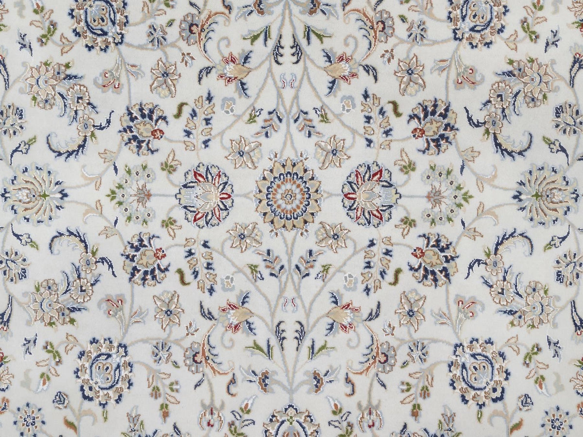 Nain Fine Oriental hand-knotted wool/silk rug in Ivory & Midnight Blue, 8'1" x 10'4" — SKU O092498 (view 8)