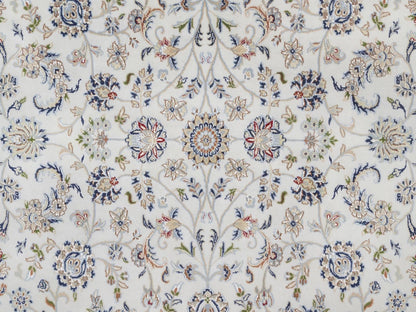 Nain Fine Oriental hand-knotted wool/silk rug in Ivory & Midnight Blue, 8'1" x 10'4" — SKU O092498 (view 8)