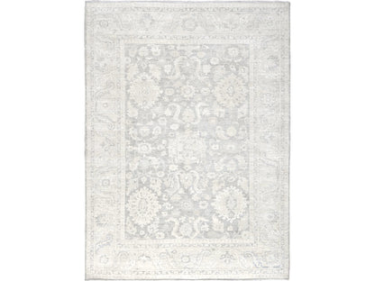 Peshawar Oushak hand-knotted wool rug in Gray & Ivory, 8'9" x 11'10" — SKU O0924