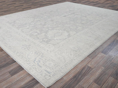 Peshawar Oushak hand-knotted wool rug in Gray & Ivory, 8'9" x 11'10" — SKU O0924 (view 3)