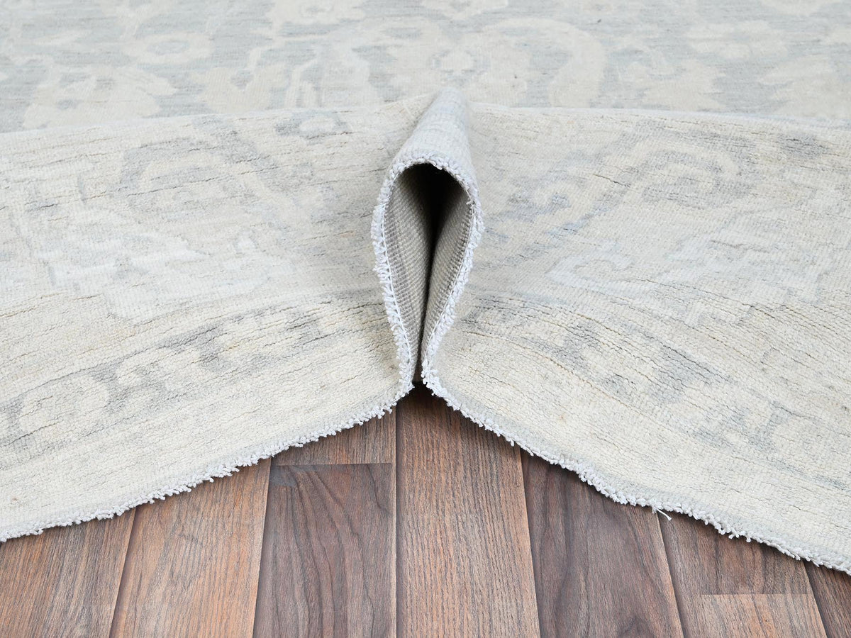 Peshawar Oushak hand-knotted wool rug in Gray & Ivory, 8'9" x 11'10" — SKU O0924 (view 5)