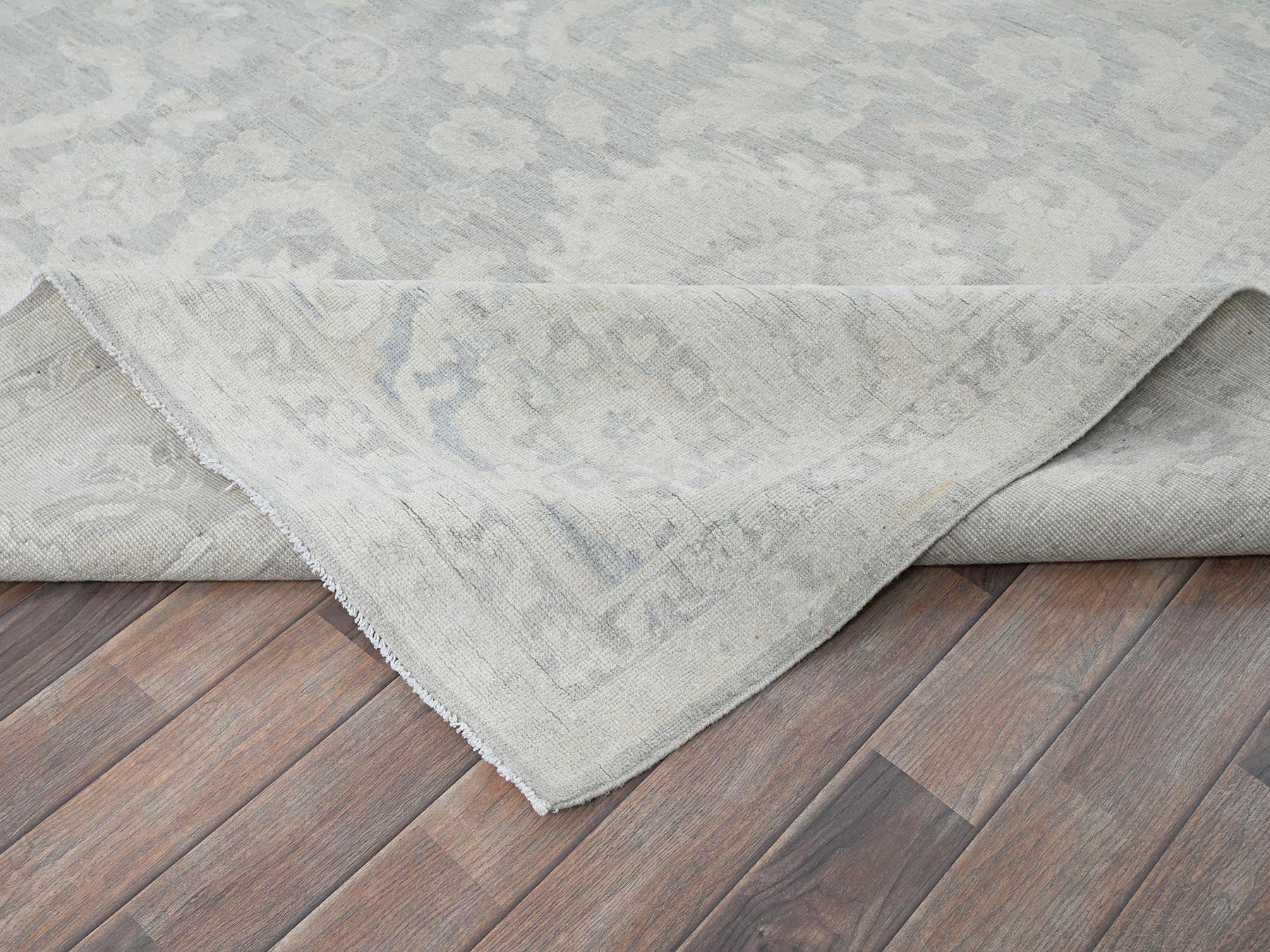 Peshawar Oushak hand-knotted wool rug in Gray & Ivory, 8'9" x 11'10" — SKU O0924 (view 6)