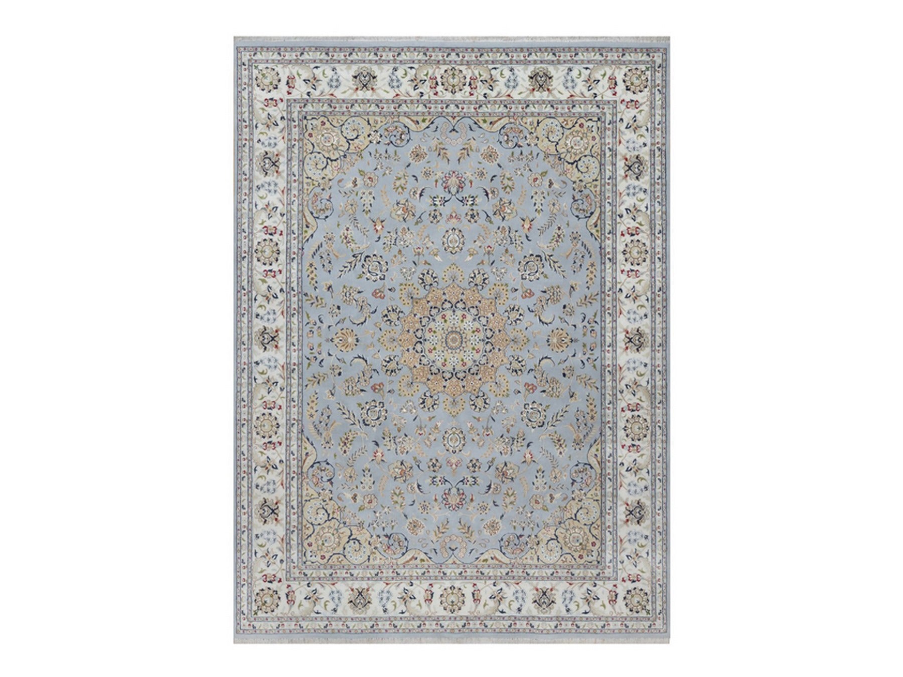 Blue 8'11" x 12'2" Fine Oriental Hand knotted Wool/Silk Rug - Sku: O092500