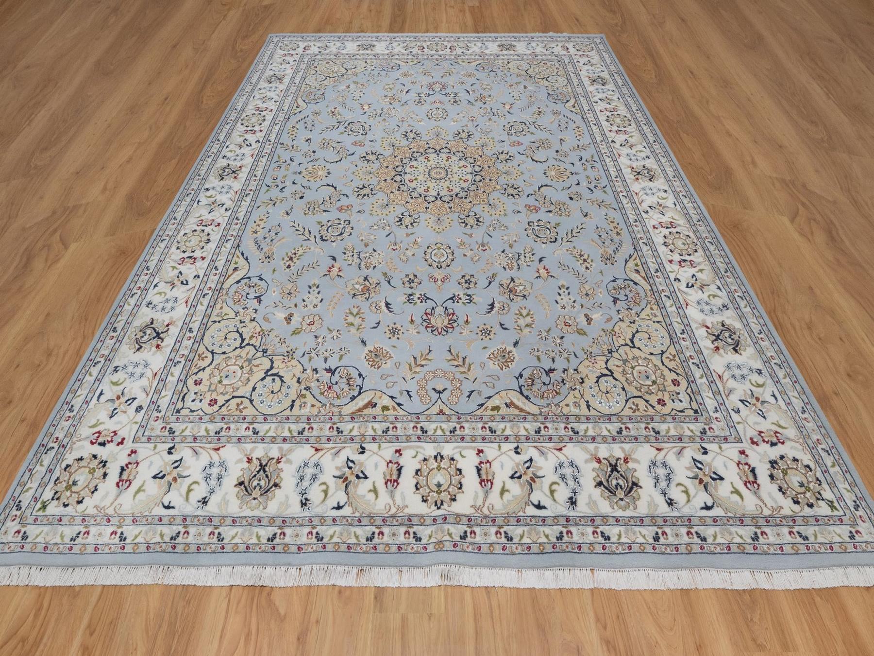 Blue 8'11" x 12'2" Fine Oriental Hand knotted Wool/Silk Rug - Sku: O092500