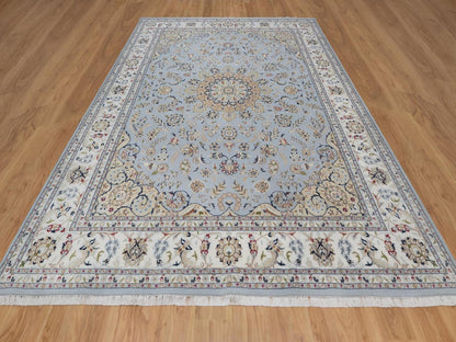 Blue 8'11" x 12'2" Fine Oriental Hand knotted Wool/Silk Rug - Sku: O092500
