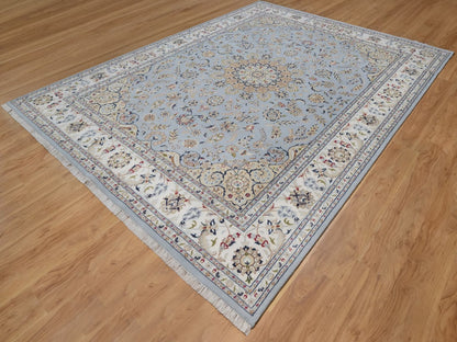 Blue 8'11" x 12'2" Fine Oriental Hand knotted Wool/Silk Rug - Sku: O092500