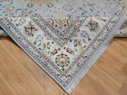 Blue 8'11" x 12'2" Fine Oriental Hand knotted Wool/Silk Rug - Sku: O092500