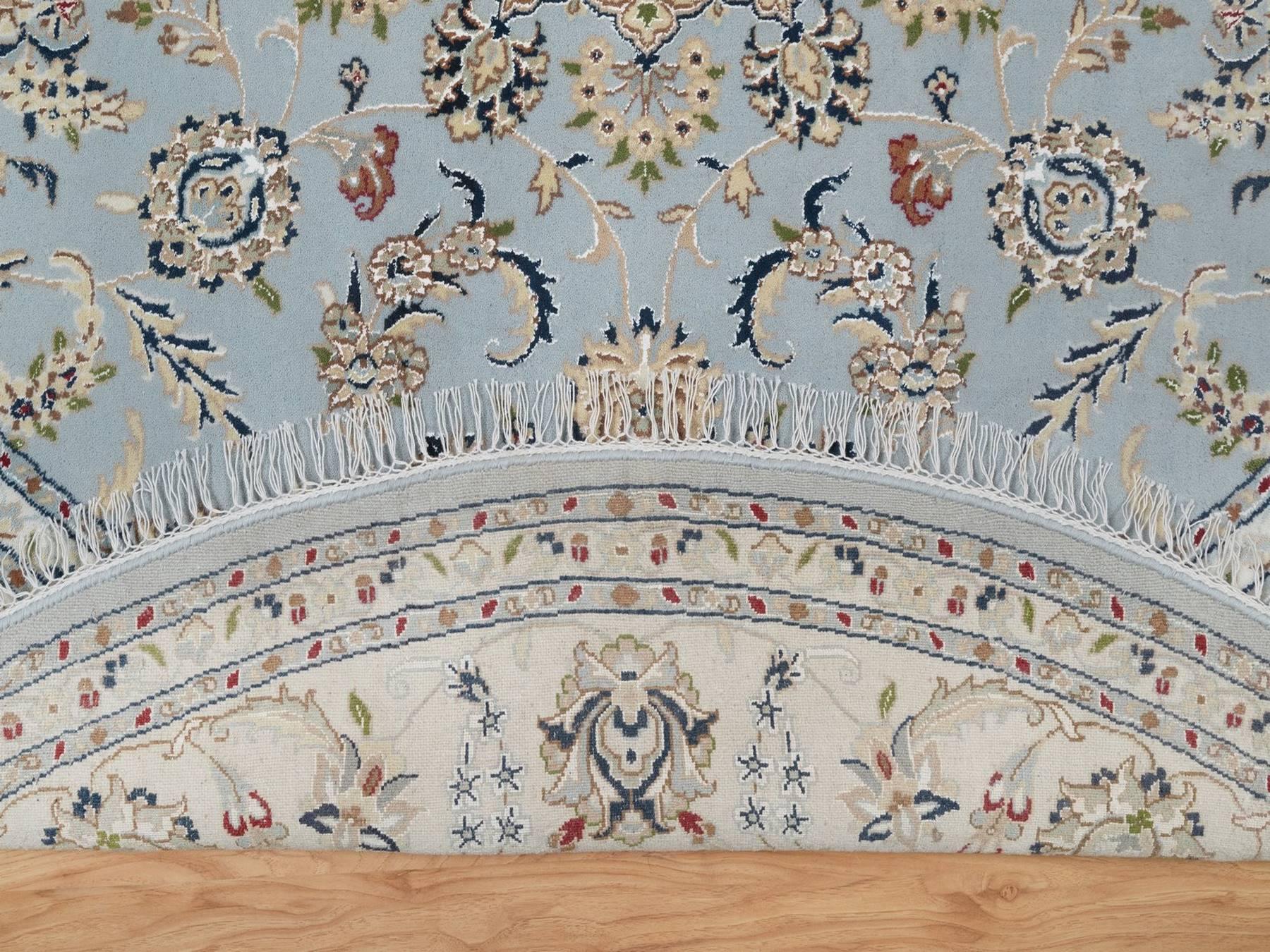 Nain Fine Oriental hand-knotted wool/silk rug in Blue & Ivory, 7'9" x 7'9" — SKU O092502 (view 4)