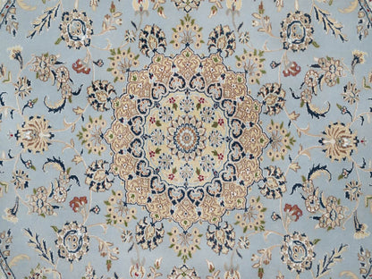 Blue 7'9" x 7'9" Fine Oriental Hand knotted Wool/Silk Rug - Sku: O092502