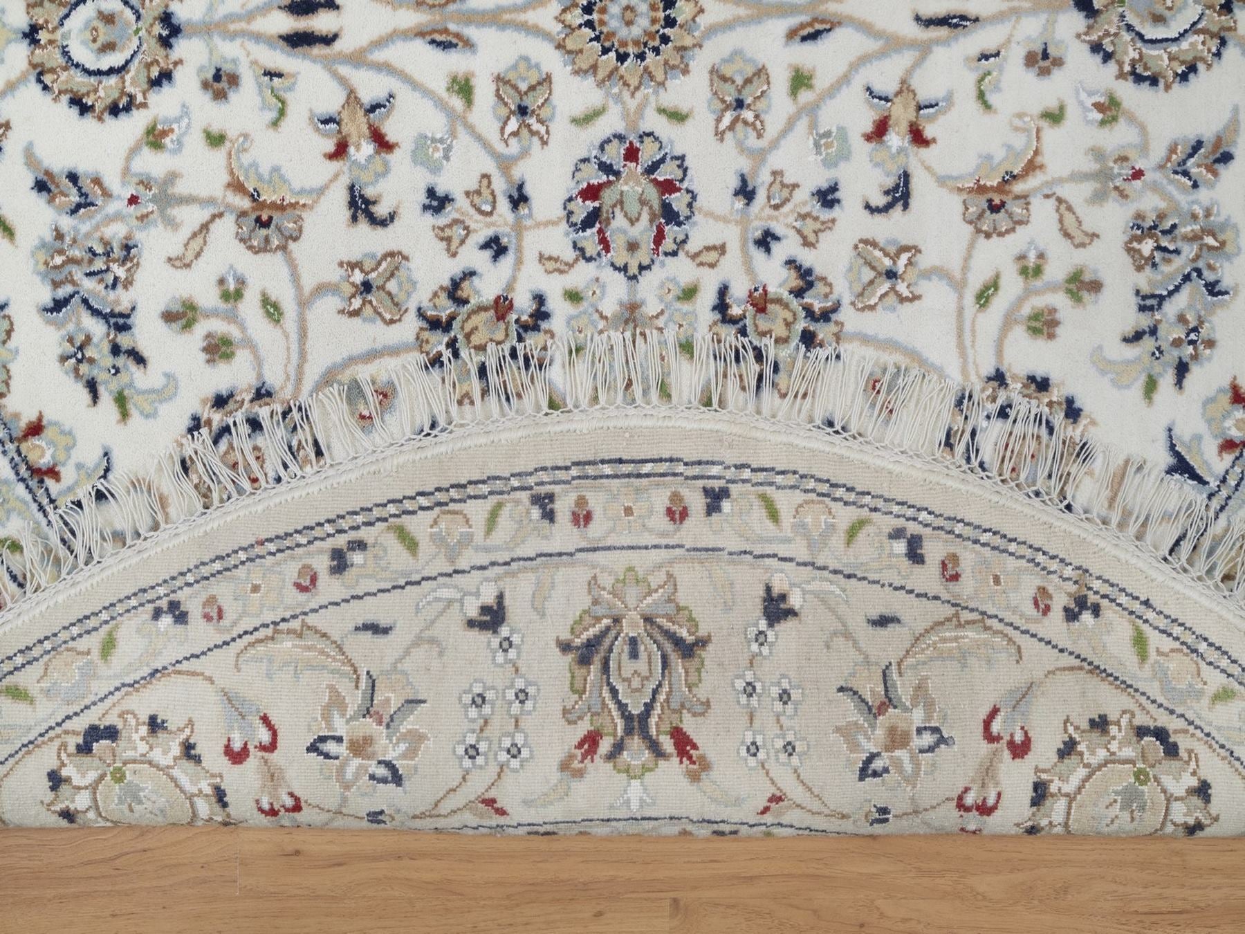 Nain Fine Oriental hand-knotted wool/silk rug in Ivory, 5'2" x 5'2" — SKU O092504 (view 3)