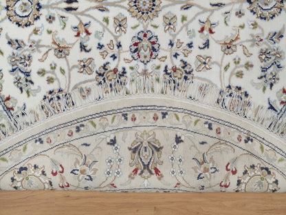 Nain Fine Oriental hand-knotted wool/silk rug in Ivory, 5'2" x 5'2" — SKU O092504 (view 3)