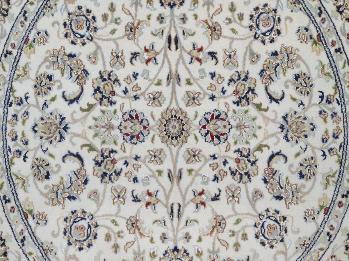 Nain Fine Oriental hand-knotted wool/silk rug in Ivory, 5'2" x 5'2" — SKU O092504 (view 5)