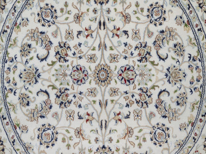 Nain Fine Oriental hand-knotted wool/silk rug in Ivory, 5'2" x 5'2" — SKU O092504 (view 5)