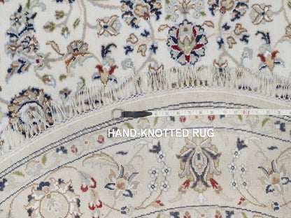 Nain Fine Oriental hand-knotted wool/silk rug in Ivory, 5'2" x 5'2" — SKU O092504 (view 8)