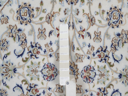 Nain Fine Oriental hand-knotted wool/silk rug in Ivory & Midnight Blue, 4'1" x 4'2" — SKU O092507 (view 4)