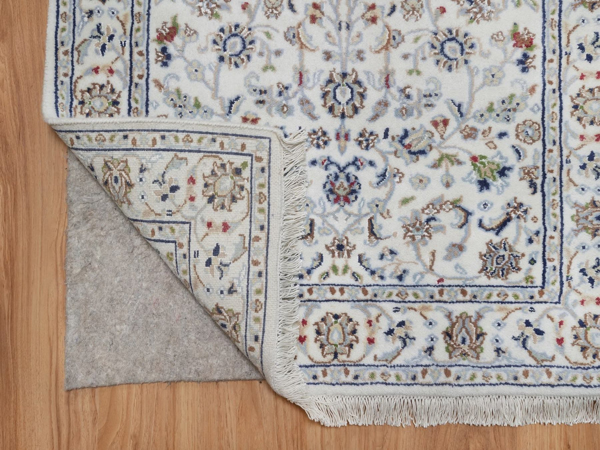 Nain Fine Oriental hand-knotted wool/silk runner in Ivory, 2'10" x 16'1" — SKU O092510 (view 3)