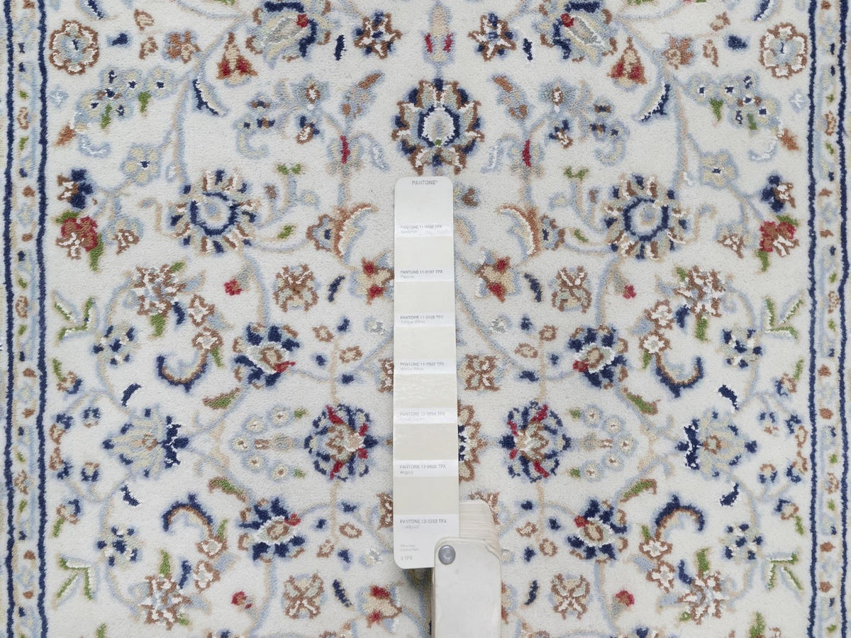 Nain Fine Oriental hand-knotted wool/silk runner in Ivory, 2'10" x 16'1" — SKU O092510 (view 4)