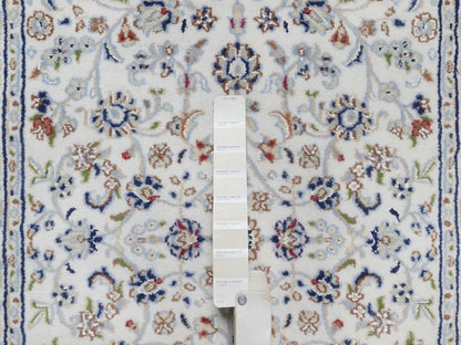 Nain Fine Oriental hand-knotted wool/silk runner in Ivory, 2'10" x 16'1" — SKU O092510 (view 4)