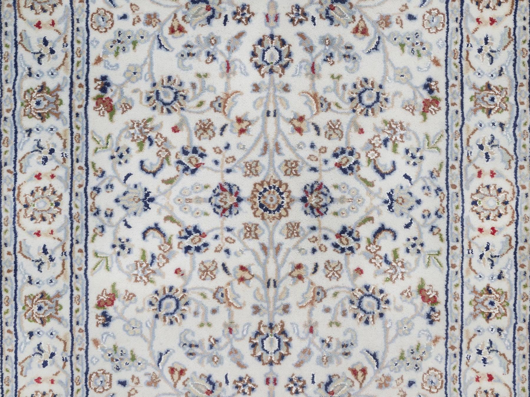 Nain Fine Oriental hand-knotted wool/silk runner in Ivory, 2'10" x 16'1" — SKU O092510 (view 5)