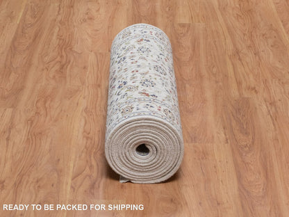 Nain Fine Oriental hand-knotted wool/silk runner in Ivory, 2'10" x 16'1" — SKU O092510 (view 6)