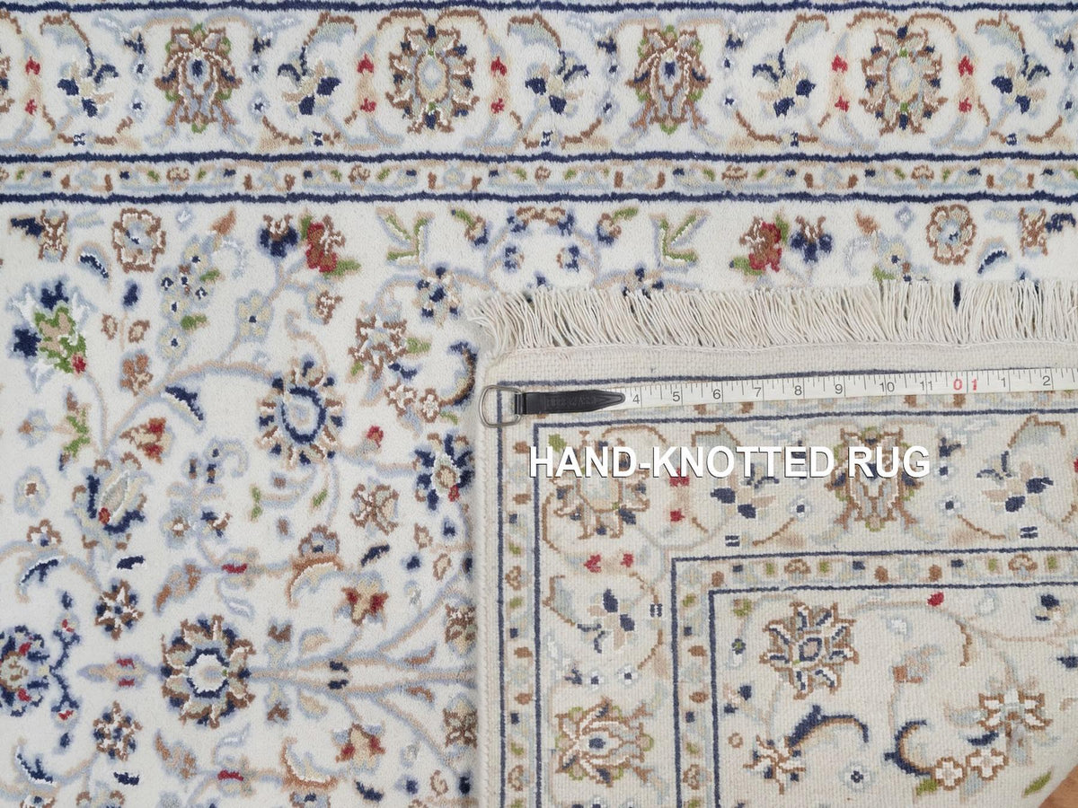 Nain Fine Oriental hand-knotted wool/silk runner in Ivory, 2'10" x 16'1" — SKU O092510 (view 8)