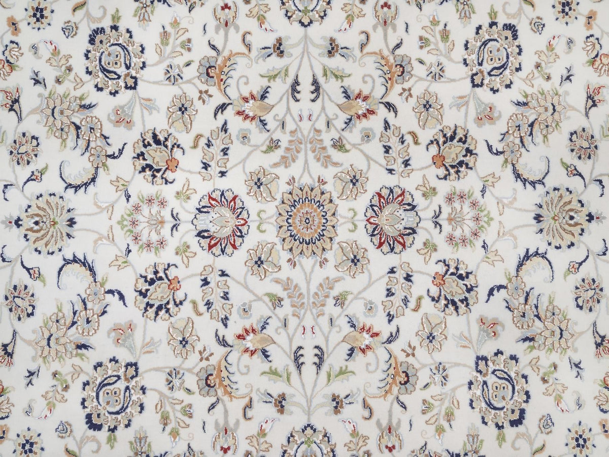 Nain Fine Oriental hand-knotted wool/silk rug in Ivory & Midnight Blue, 11'11" x 15'11" — SKU O092511 (view 8)